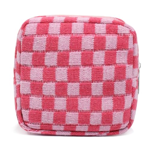 Mini Pink Makeup Bag - Quilted Cosmetic Organizer for Travel