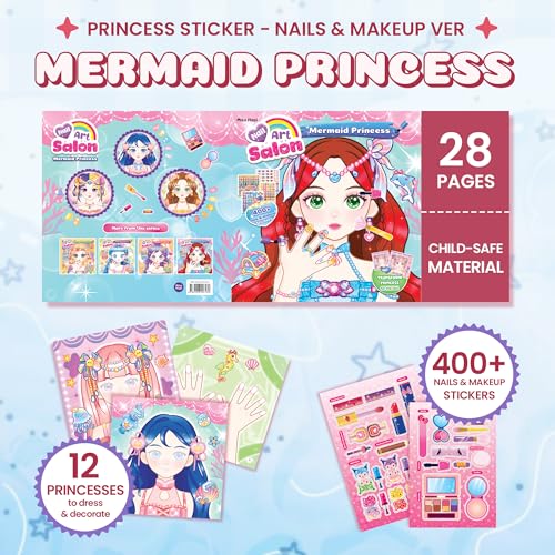 Nail Art Sticker Princess Mermaid - 400+ Fun Creative Dress-Up for Girls Ages 3-10