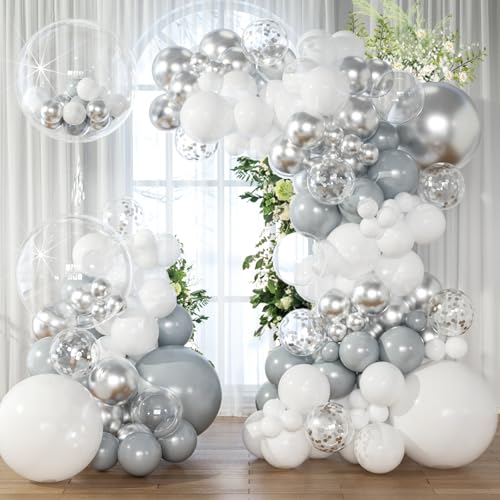 KARLURE White Silver Balloon Arch Kit - Party Decoration Garland