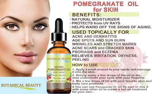 Botanical Beauty Organic Pomegranate Seed Oil - 100% Pure Cold-Pressed, 15ml