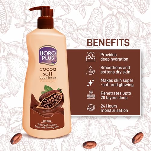 Boroplus Cocoa Soft Body Lotion 24H Moisturizer for Dry Skin, Deep Hydration, 400ml