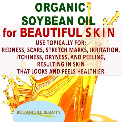 Botanical Beauty Organic Soybean Oil - 100% Pure Cold Pressed Moisturizer for Face, Skin, Body, Hair, Nails (1 Fl Oz)