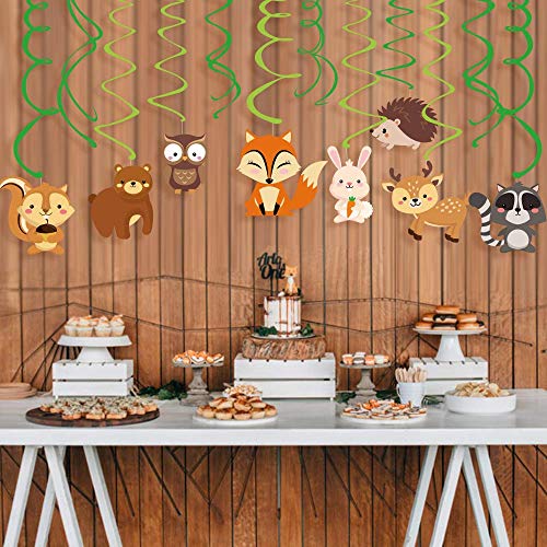 Woodland Animals Hanging Swirl Decorations - 30 Count Party Supplies