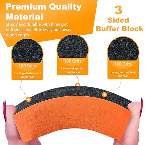 Durable Nail Buffer Sanding Block 100/180/100 Grit Orange for Buffing