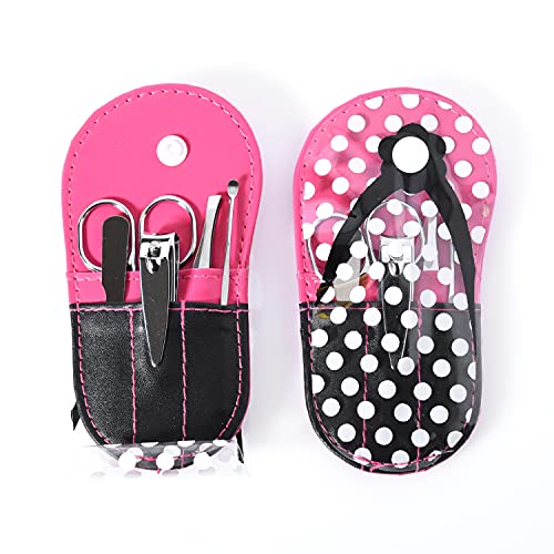 Polka Dot Flip Flop Nail Clipper Sets - Pack of 8 Manicure Kits for Girls & Parties