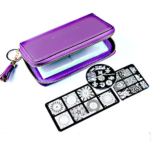 Purple Nail Stamping Plate Holder Case with 24 Slots - Organizer for Nail Art Stamps
