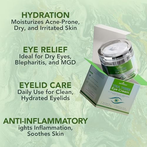 NOVEHA Tea Tree Oil Eye Cream for Wrinkles & Dry Skin - 1.69 Fl Oz