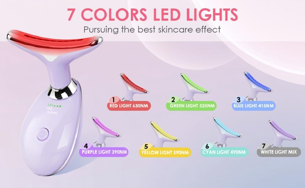 Harry Williams 7-in-1 Face Massager Tool with 7 Color LED Light Therapy, Microcurrent Technology for Skin Firming, Wrinkle Reduction, Double Chin Treatment, Face and Neck Massage Device (White)