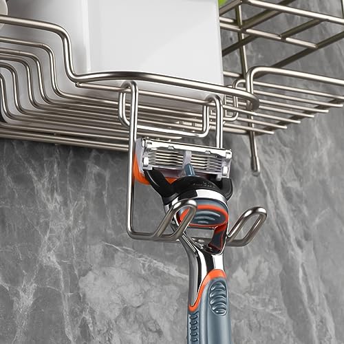 Stainless Steel Shower Caddy Hooks - Wall Mounted Organizer, 4 Pack