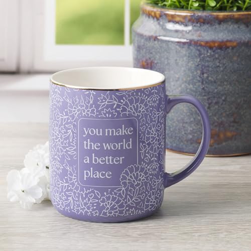 WITH LOVE Lavender Ceramic Coffee Mug - 14oz Floral Gift for Her
