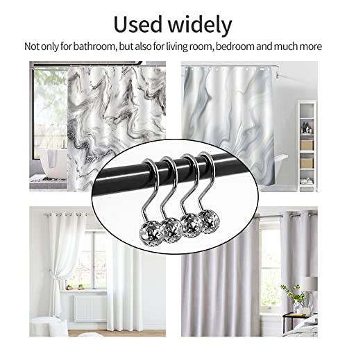 MitoVilla Chrome Metal Shower Curtain Rings - Rust-Proof Hooks, 12 Pack
