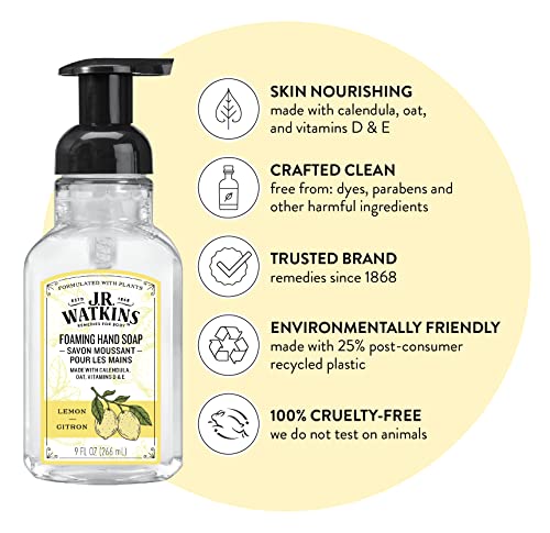 J.R. Watkins Moisturizing Foam Hand Soap Dispenser - Lemon, 3 Pack