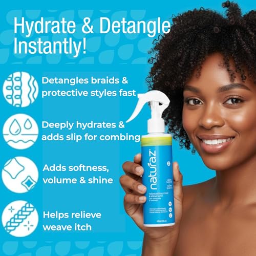 Curly Hair Detangler Spray ? Leave-In Conditioner Spray for Kids to Adults ? Natural, Vegan ? Softens Dry, Brittle, Damaged Curly and Coily Hair ? Paraben, Silicone, Soy & Nut Free ? 8 fl oz