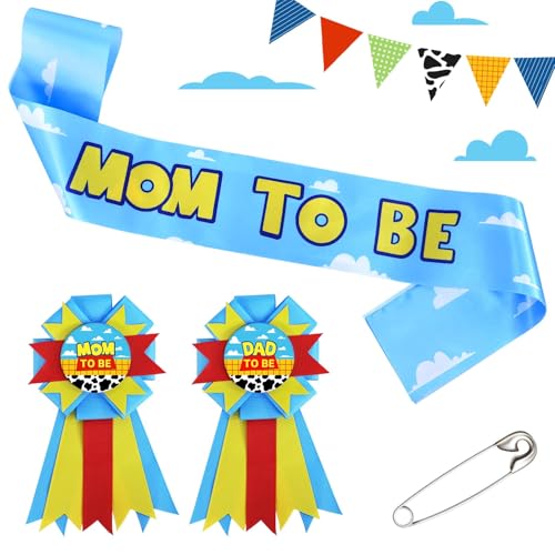 Mom to Be Sash and Dad Corsage Set for Baby Shower Decorations