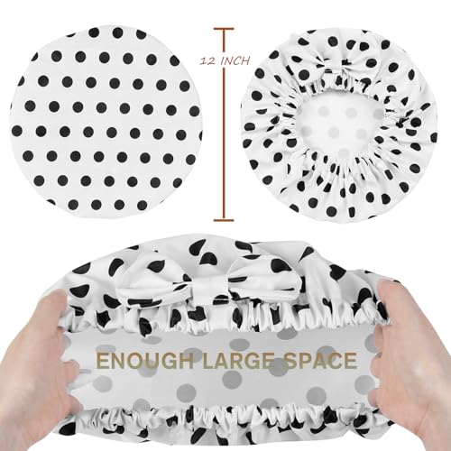 TUVATU Waterproof Shower Cap for Women with Cute Bow, Reusable & Washable