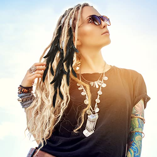 12 Pcs Boho Clip-in Feather Hair Extensions for Festival Costume Party