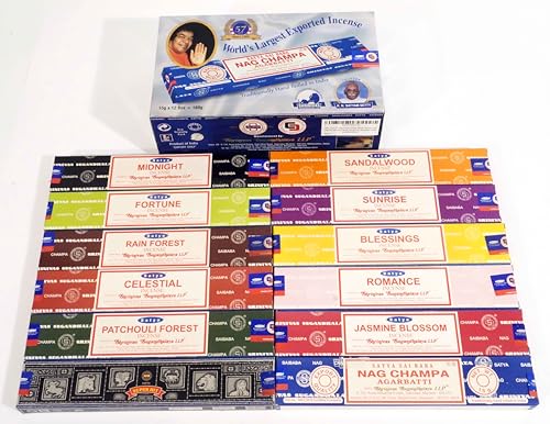 Satya Incense Variety Pack - 12 Scents, 15g Each