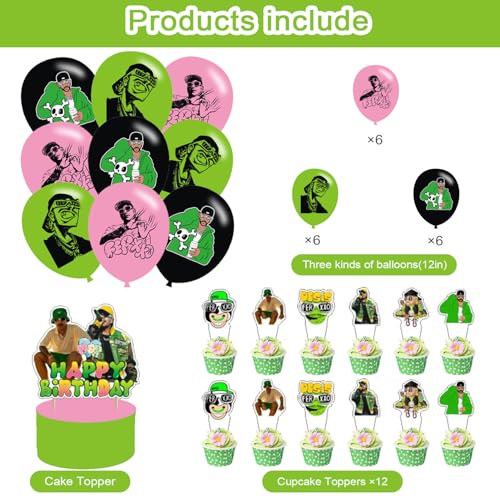 Rapper Singer 𝓕𝓮𝓻𝔁𝔁𝓸 Birthday Party Supplies Set - Banner, Cake & Cupcake Toppers