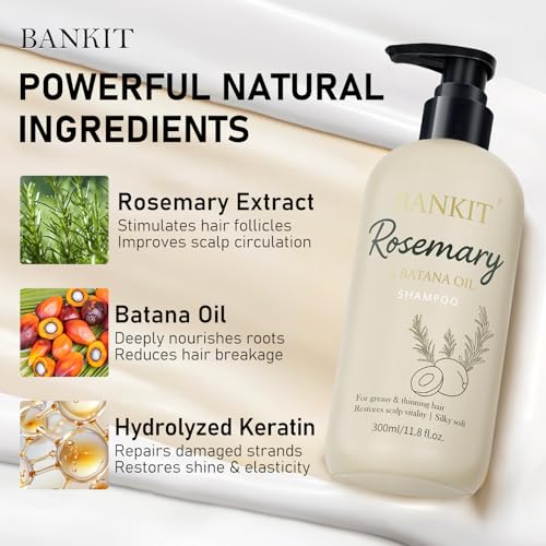 BANKIT Rosemary Batana Shampoo for Thinning Hair with Biotin & Keratin