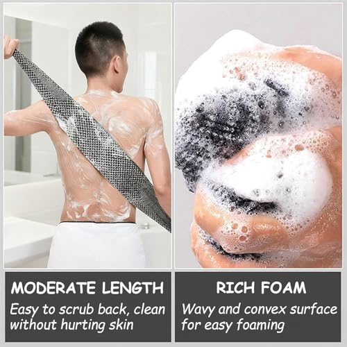 2-Pack Exfoliating Shower Towels for Body & Face – Double-Sided Loofahs, Deep Scrub, Long Bath Cloths for All Skin Types