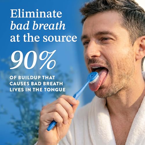 Tongue Cleaner Brush for Adults - Soft Bristle Tongue Scraper with Cap