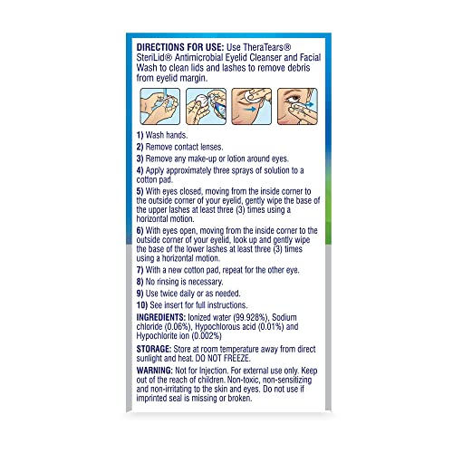 TheraTears SteriLid Antimicrobial Eyelid Cleanser & Face Wash, 2 Fl Oz
