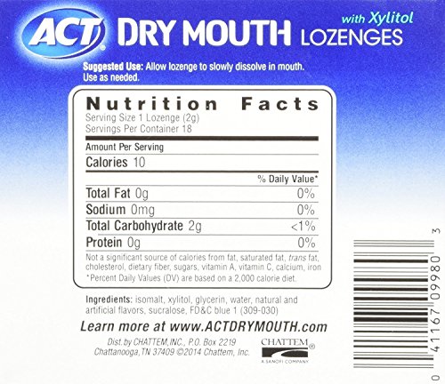 ACT Dry Mouth Lozenges with Xylitol - 18 Count Pack of 1