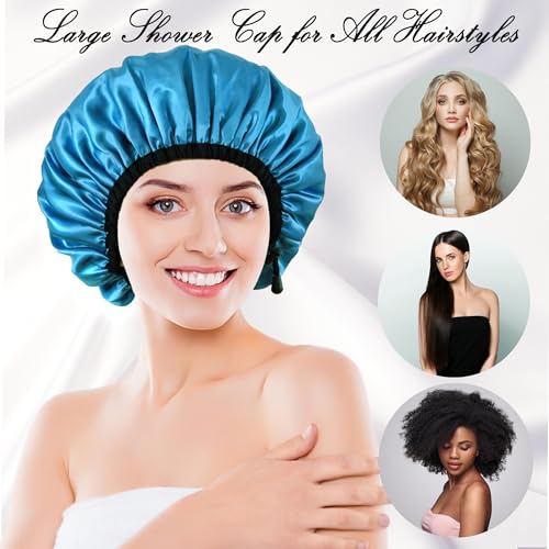 Choshion Set G Satin Waterproof Shower Cap for Women - Large, Reusable