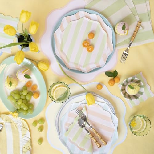 Meri Meri Pastel Striped Disposable Paper Plates - Pack of 8