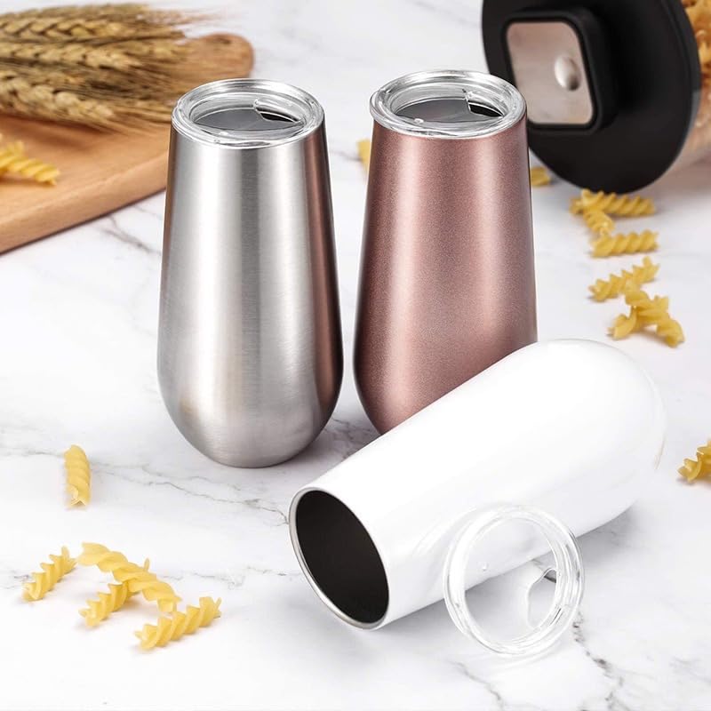 6 oz Stainless Steel Insulated Champagne Tumbler with Lid