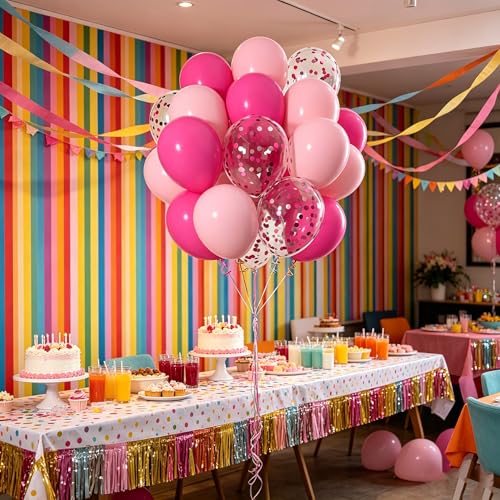 12 Inch Pink Confetti Latex Balloons - Pack of 50 for Parties