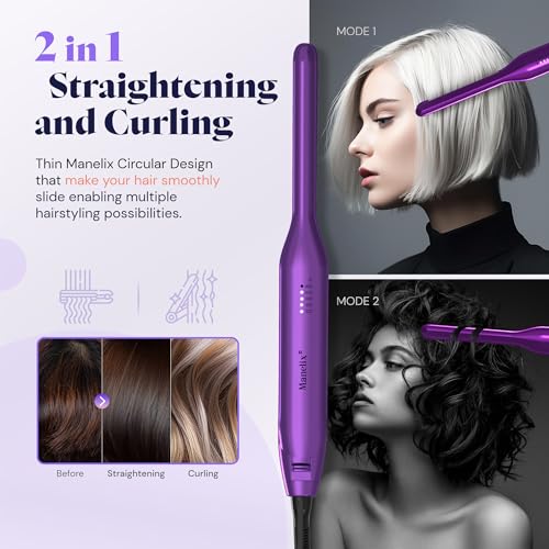 Manelix 0.3-Inch Mini Flat Iron for Short Hair, 2-in-1 Hair Straightener