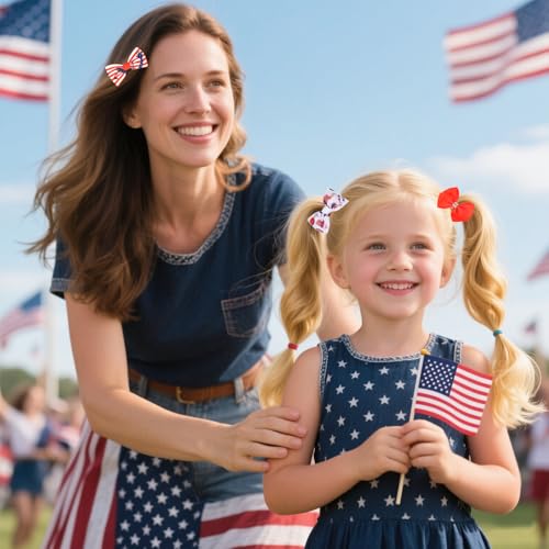 American Flag Hair Bow Clips 3PCS Patriotic Hair Accessories for Baby Girls & Women - Style3