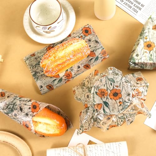 150 Sheets Wildflower Garden Floral Wax Paper - Greaseproof Deli Wraps