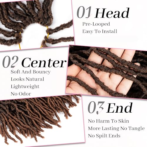 Umylar Faux Locs Crochet Hair 24 Inch Goddess Wavy Locs - 7 Packs, 1B/350#