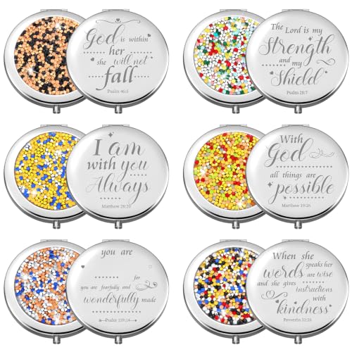 Thyle 12 Pcs Christian Compact Mirrors Dark Color Style 2