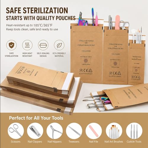 100 PCS Self-Sealing Sterilization Pouches 3.9x7.9" - Dental & Nail Tools