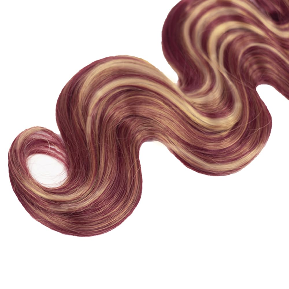 30 32 34 Inch Blonde Body Wave Bundles 99J Bundles Human Hair 8A Brazilian Virgin Remy 3 Bundles Double Weft Soft Real Ombre Hair Extensions 300g