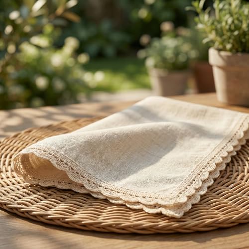 Set of 4 Premium Linen Cotton Flax Napkins 20x20 Inch - Reusable & Washable