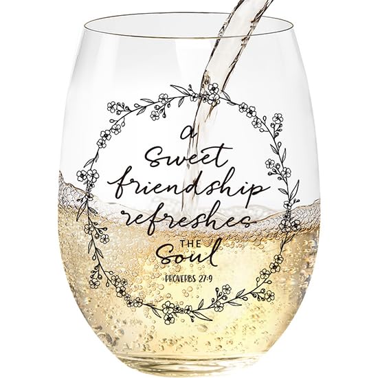 Inspirational Friendship Wine Glass - 15 oz Stemless Gift for Women