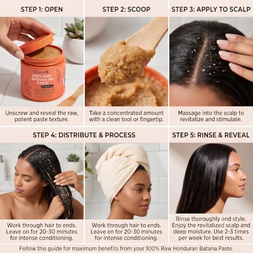 TheravitaRX 100% Pure Batana Oil Paste - Deep Conditioning Hair Mask for Dry Hair, 4 Fl Oz