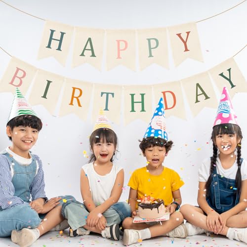 Happy Birthday Burlap Banner - Sage Green & Pink Garland