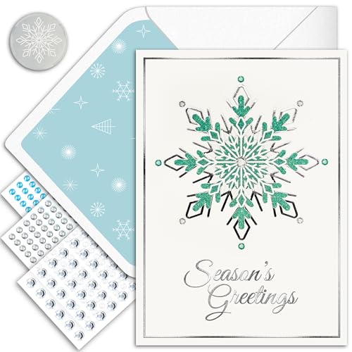 16 Pack Foil & Glitter Holiday Greeting Cards with Envelopes