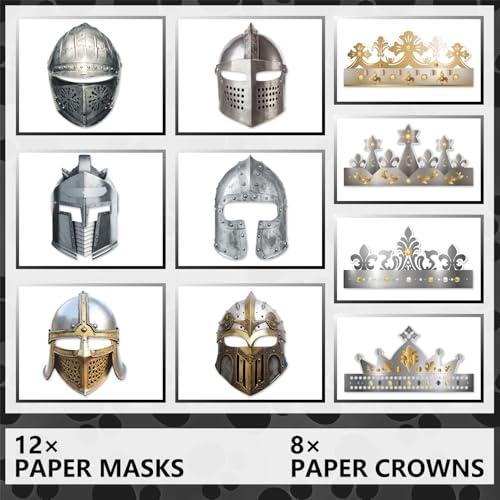 20-Piece Medieval Knight Party Decoration Set with Helmets & Crowns