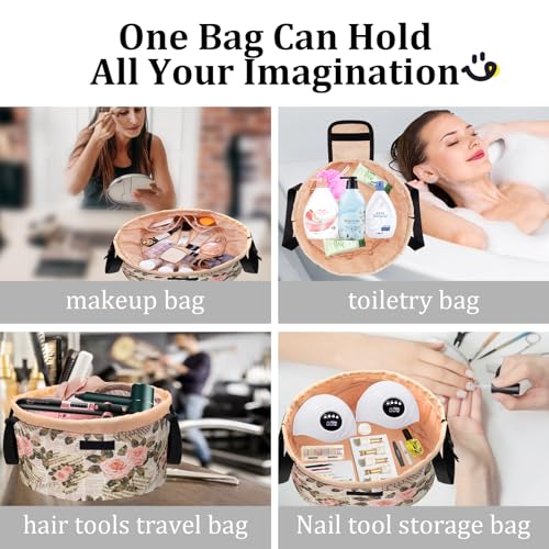 TAPMEI Large Lay-Flat Drawstring Makeup Bag - Waterproof Travel Organizer