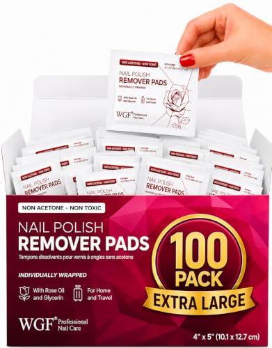 Non-Acetone Nail Polish Remover Pads - 100 Individually Wrapped