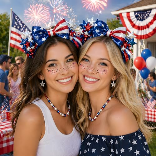 Patriotic 4th of July Face Tattoos - 8 Pack USA Designs