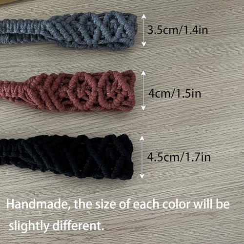 Hixixi 3PCS Cotton Rope Wide Braided Headbands for Women Girls Boho Stretch Hair Accessories