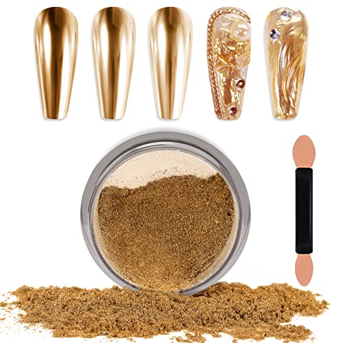 Laza Gold Chrome Nail Powder - Mirror Effect Metallic Glitter