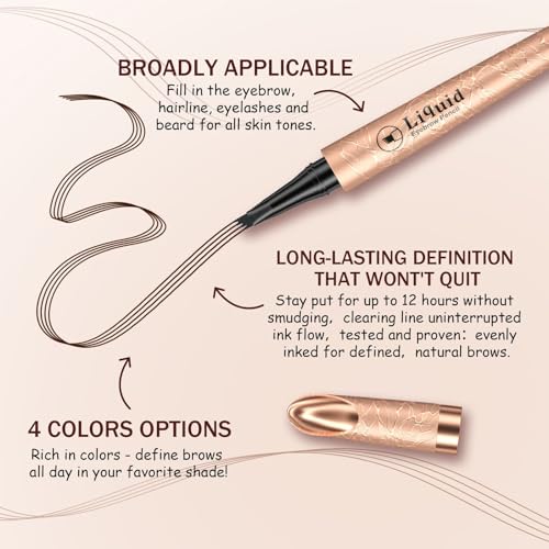 4-Fork Tip Eyebrow Pen - Lift & Snatch Brow Pencil, 2 PCS Dark Brown